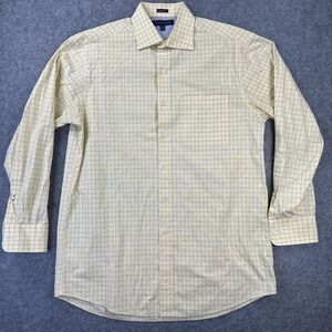 Tommy Hilfiger Dress Shirt Mens Medium Yellow Blue Check Long Sleeve Button